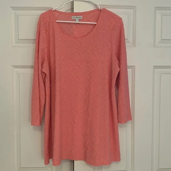 Kim Rogers pink shirt size large oversize 3/4 sleeeves - Picture 1 of 4